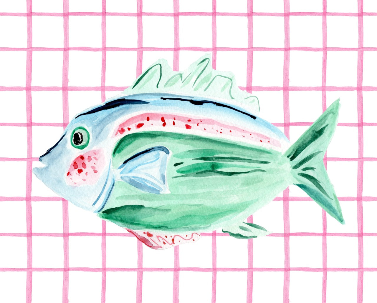 Swim Sam the PINK Fish Art PRINT